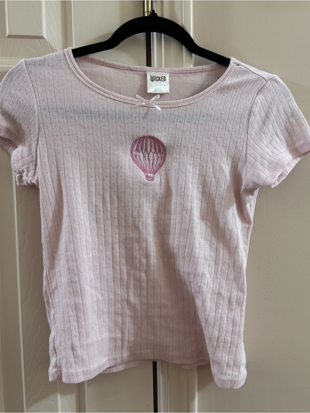 wicked pink ribbed pointelle baby tee